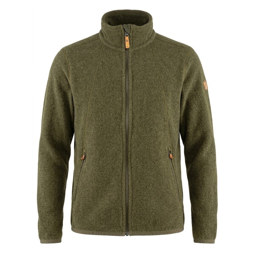 Fjallraven Stina Fleece Jacket Womens Small Dark Olive Full Zip Green - AC